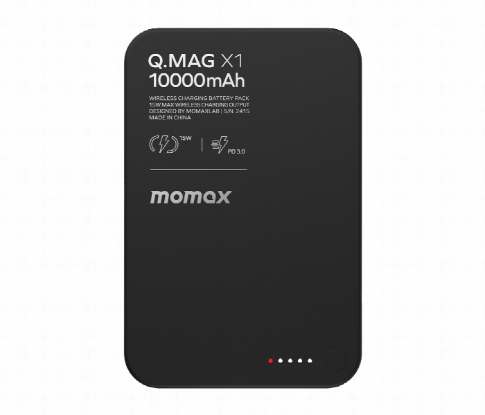 MOMAX Q.MAG X1 10000mAh GEN2 15W MAGSAFE WIRELESS POWER BANK BLACK - Zoom Image