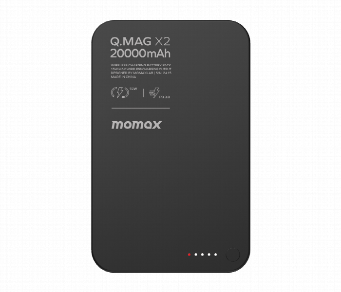 MOMAX Q.MAG X2 20000mAh GEN2 MAGSAFE WIRELESS POWER BANK BLACK - Zoom Image