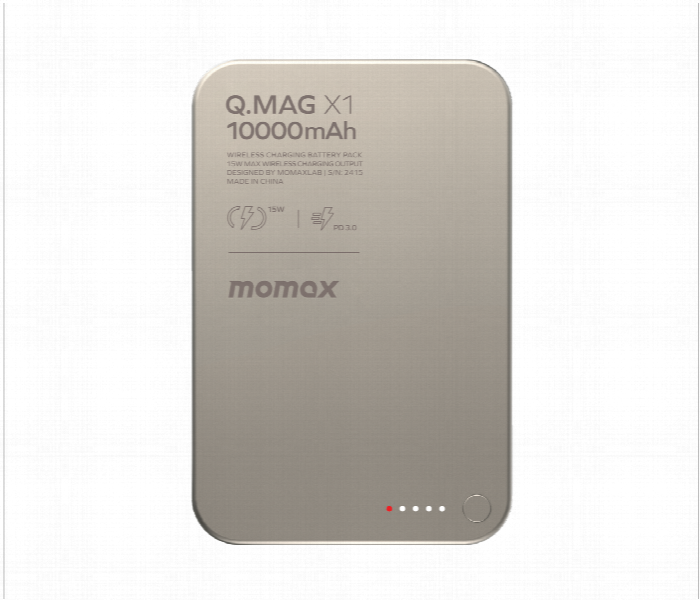 MOMAX Q.MAG X 10000mAh GEN2 15W ULTRA SLIM MAGSAFE WIRELESS POWER BANK TITANIUM - Zoom Image