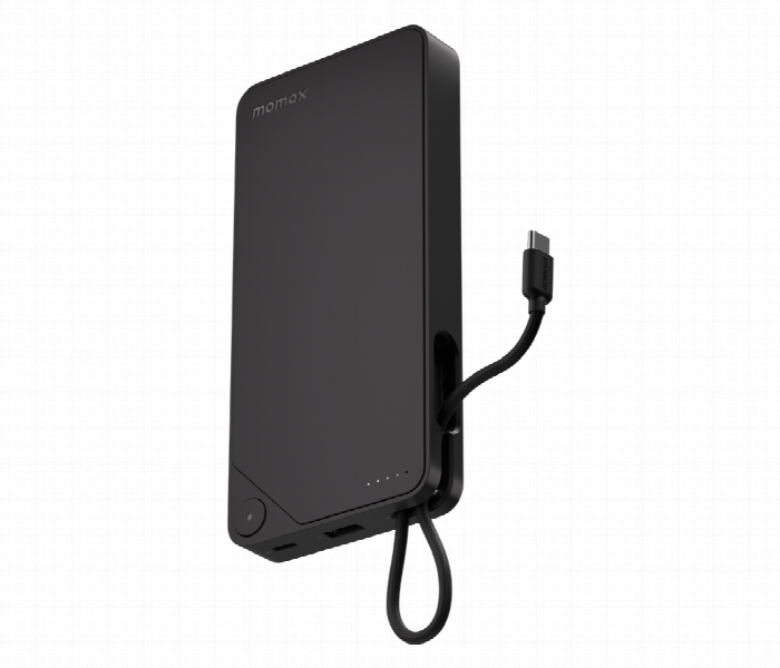 MOMAX 1 POWER X 20000mAh POWER BANK WITH BUILT IN USB C CABLE BLACK - Zoom Image