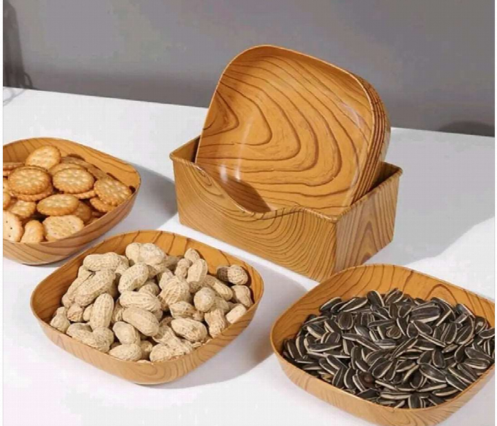 Natural Wood Grain Snack Bowl Set - Zoom Image