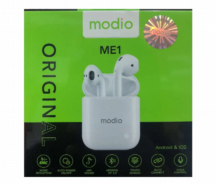 Modio ME1 Ture Wireless Headset BT5.0 TWS Headphone White - Zoom Image 2