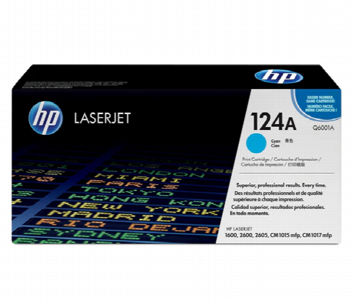 HP 124A Cyan LaserJet Toner Cartridge Q6001A for Color LaserJet 1600 2600n 2605 CM1015 CM1017 - Zoom Image