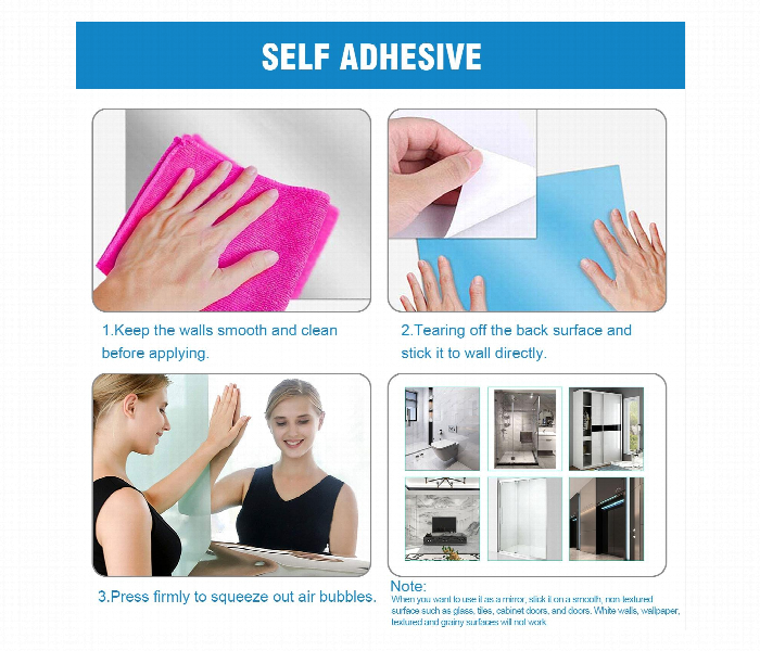 4 Pcs Self Adhesive Acrylic Mirror Tiles Flexible Mirror Sheets Wall Stickers - Zoom Image 4