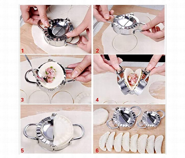 2 Pcs Set Stainless Steel Dumplings Maker Dumpling Molds and Dumpling Skin Maker - Zoom Image 5