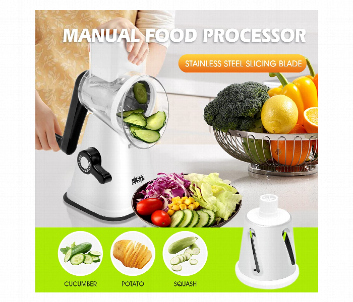 DSP Multifunctional Rotary Vegetable Cheese Shredder Slicer Grater With 3 Stainless Steel Round Interchangeable Drums - Zoom Image 1