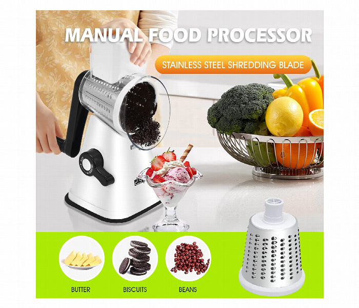 DSP Multifunctional Rotary Vegetable Cheese Shredder Slicer Grater With 3 Stainless Steel Round Interchangeable Drums - Zoom Image 3