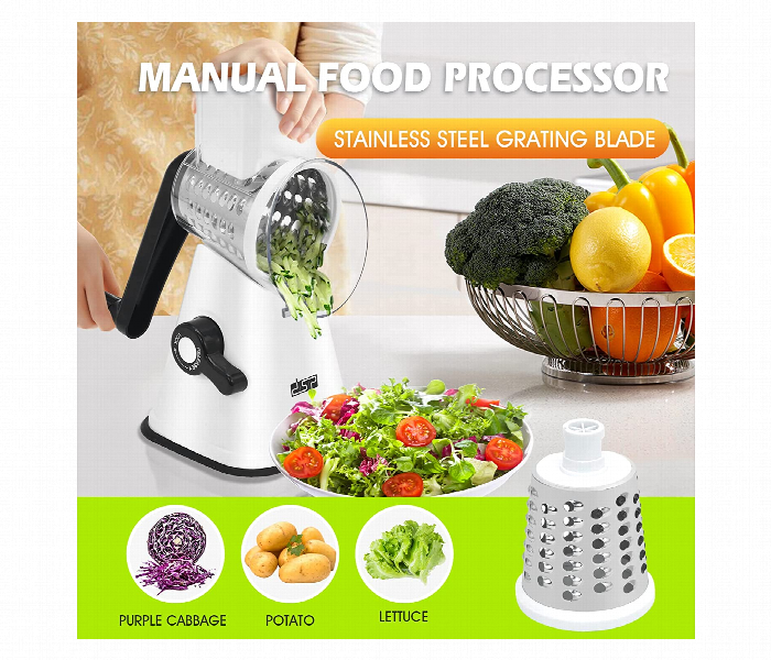 DSP Multifunctional Rotary Vegetable Cheese Shredder Slicer Grater With 3 Stainless Steel Round Interchangeable Drums - Zoom Image 2