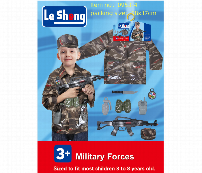 Military Force Suit with Toy Gun Action Packed Dress Up Set for Kids - Zoom Image