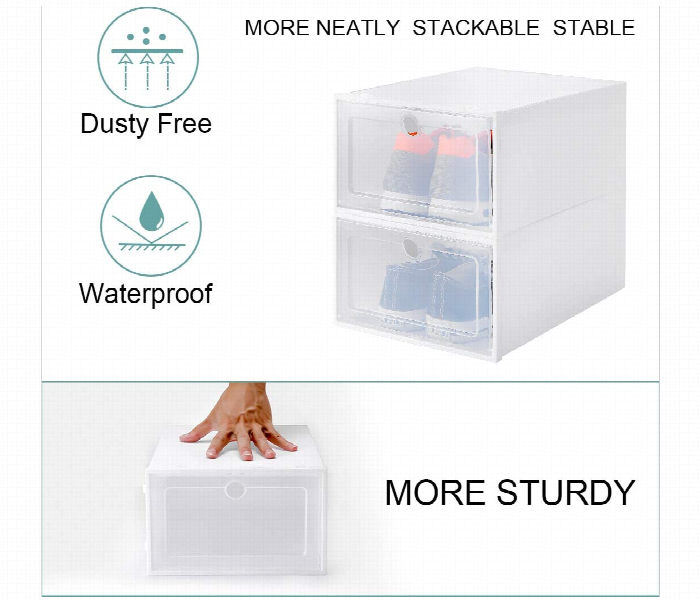 4 Pcs Multipurpose Stackable Shoe Storage Organizer with transparent Lid - Zoom Image 4