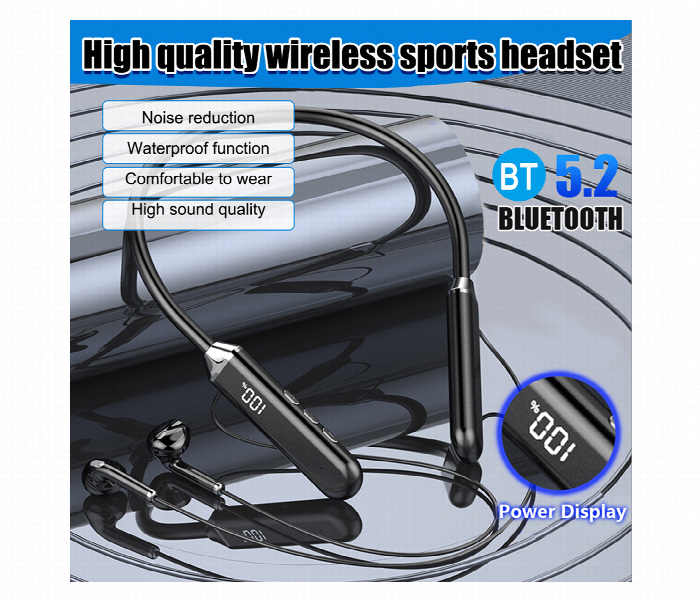 Wireless Bluetooth 5.2 Earphone LED Display in Ear Headphones Neckband - Zoom Image 1