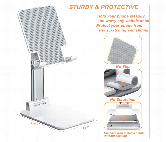 Foldable Mobile Holder Stand Angle and Height Adjustable Anti Slip Design Compatible with All Smartphones - Zoom Image 2