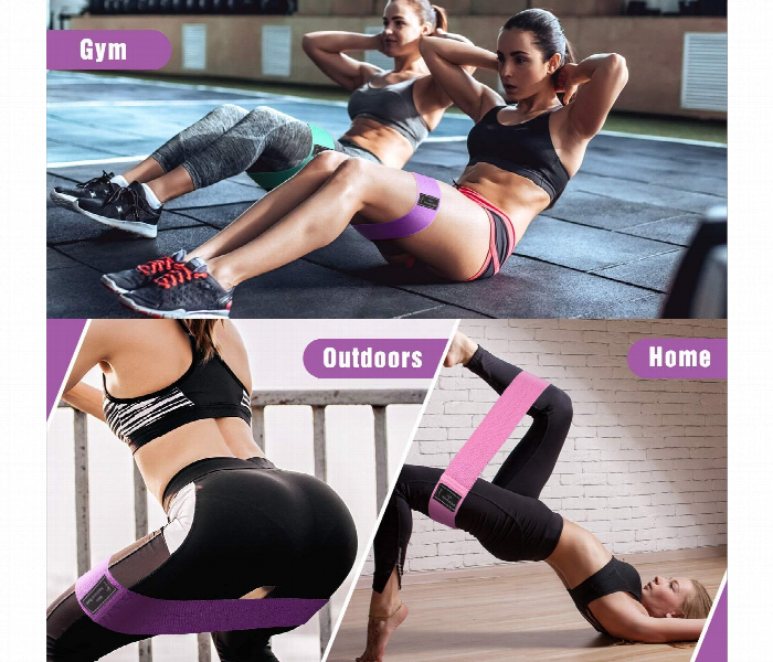 Resistance Workout Hip Exercise Bands 3 Pcs Booty Bands for Butt Legs Glutes Non Slip Wide Fitness Elastic Circle Bands - Zoom Image 5