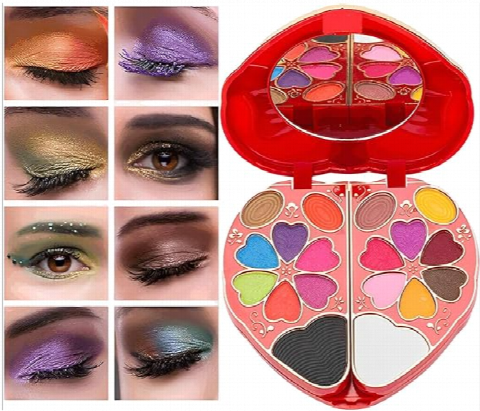 Heart Shaped Eyeshadow Palette Kit 28 Colors Makeup Kit Complete Essential Base Kit with Mirror Holiday Makeup Gift Set - Zoom Image 3