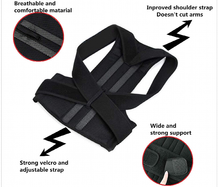 Adjustable and Breathable Posture Corrector and Back Pain Relief Belt Shoulder Lumbar Breathable Waist Support Belt - Zoom Image 4