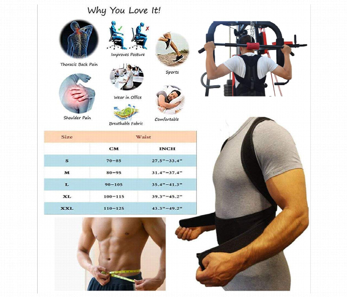 Adjustable and Breathable Posture Corrector and Back Pain Relief Belt Shoulder Lumbar Breathable Waist Support Belt - Zoom Image 6