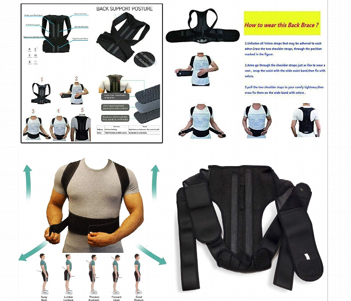 Adjustable and Breathable Posture Corrector and Back Pain Relief Belt Shoulder Lumbar Breathable Waist Support Belt - Zoom Image 5