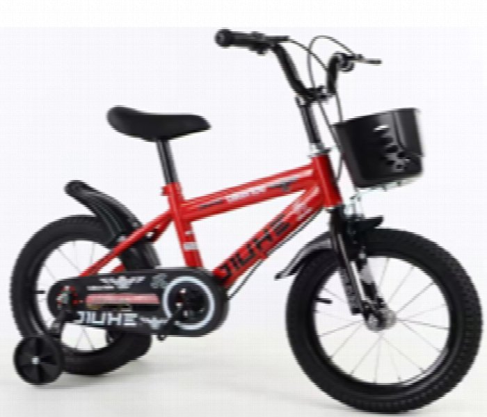 Red Bicycle for Kids with Front Basket and Training Wheels - Zoom Image