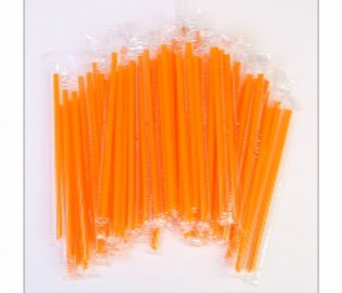 Plastic Straw Wrapped Orange 8 Mm 150 Piece Package - Zoom Image