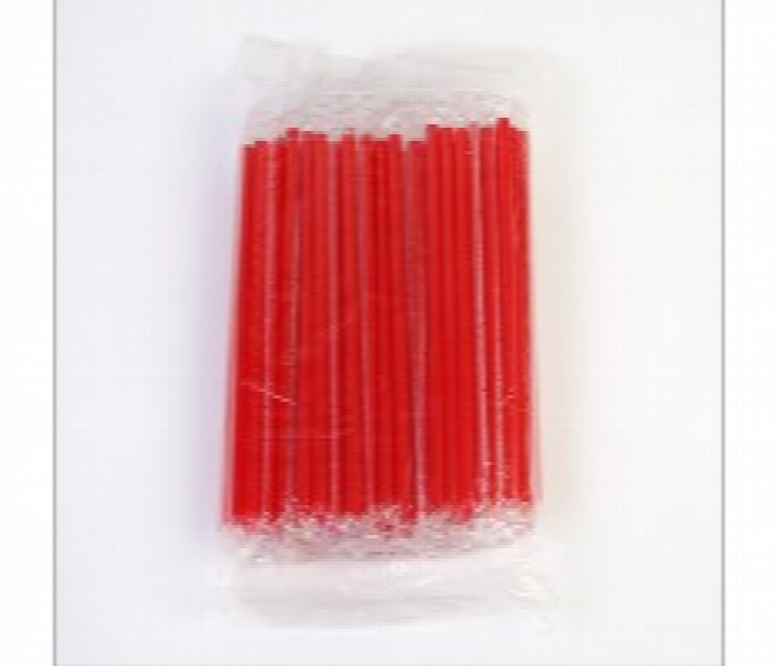 Plastic Straw Wrapped Red 8 Mm 150 Piece Package - Zoom Image