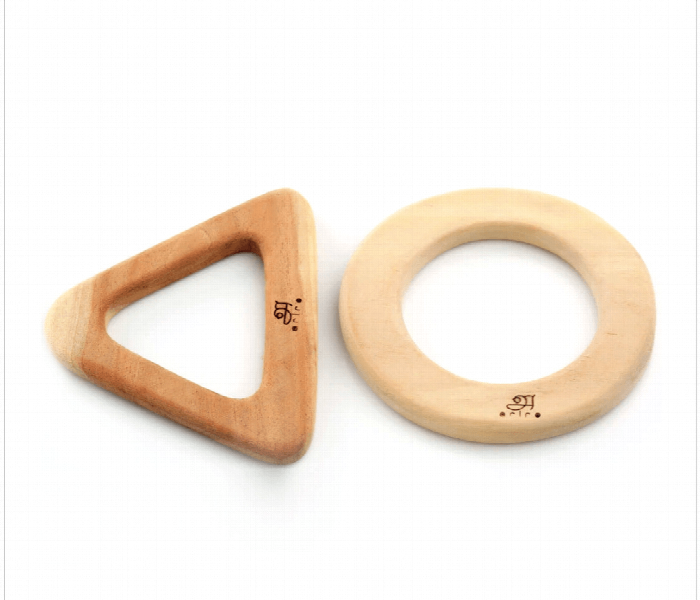 Circle and Triangle Neem Wood Teether for Babies Safe and Natural Teething Relief - Zoom Image 1