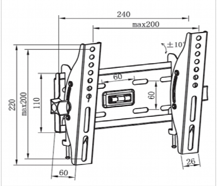 SKILL TECH SH 20T Economy Tilt LED LCD TV Wall Mount 17 to 43 Inch - Zoom Image 2