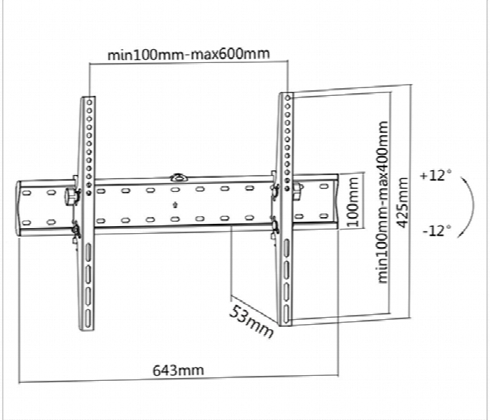 Skill Tech SH 64T Tilting TV Wall Mount 37 to 75 Inches - Zoom Image 3