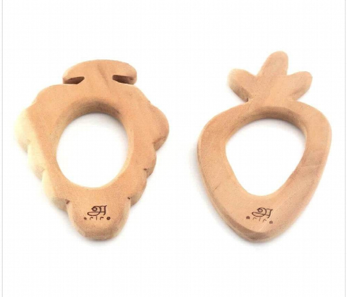 Grap and Carrot Neem Wood Teether for Babies Safe and Natural Teething Relief - Zoom Image 1