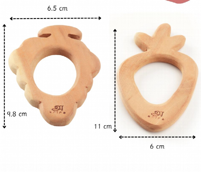 Grap and Carrot Neem Wood Teether for Babies Safe and Natural Teething Relief - Zoom Image 2