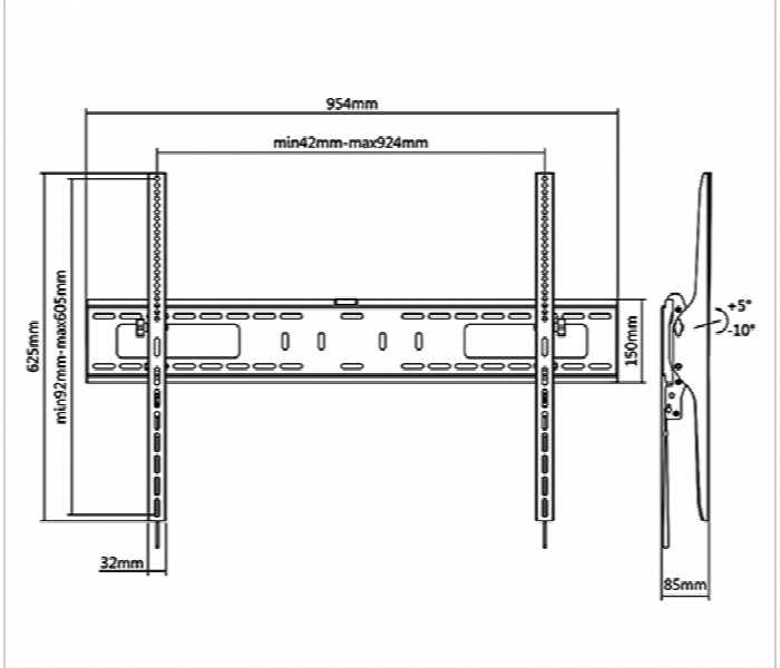 Skill Tech SH 96T Tilting TV Wall Mount 60 to 100 Inches Heavy Duty - Zoom Image 3