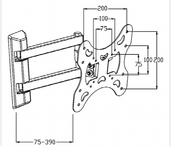 Skill Tech SH 30P 14 to 43 Inch Super Economy Full Motion TV Wall Mount - Zoom Image 2