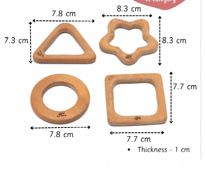 Shapes  Neem Wood Teether for Babies Safe and Natural Teething Relief - Zoom Image 2