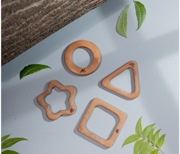 Shapes  Neem Wood Teether for Babies Safe and Natural Teething Relief - Zoom Image 1