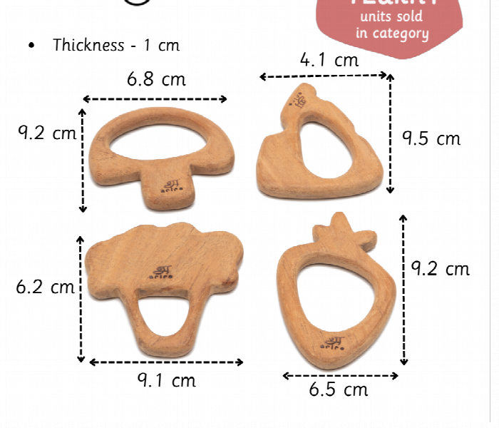 Vegetables Neem Wood Teethers for Babies Safe and Natural Teething Relief - Zoom Image 3