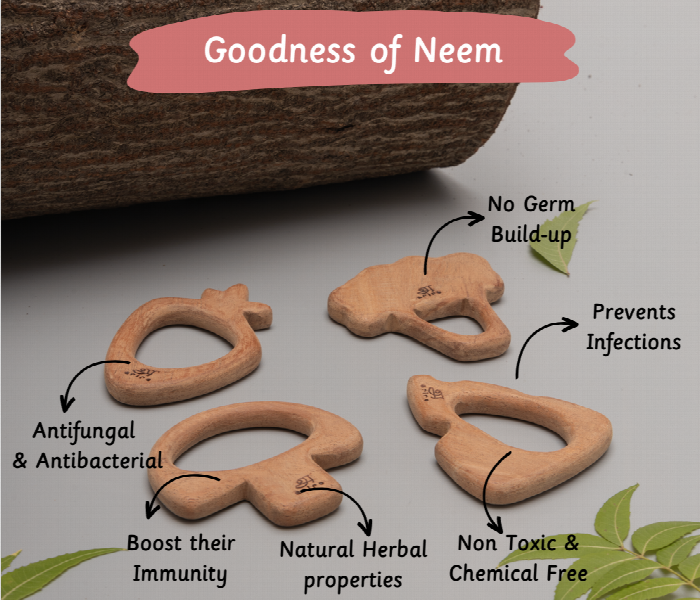 Vegetables Neem Wood Teethers for Babies Safe and Natural Teething Relief - Zoom Image 2