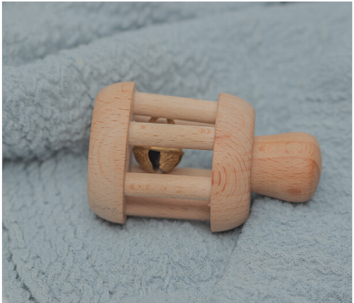 Natural Wooden Bell Rattle Toy for Babies - Zoom Image 1