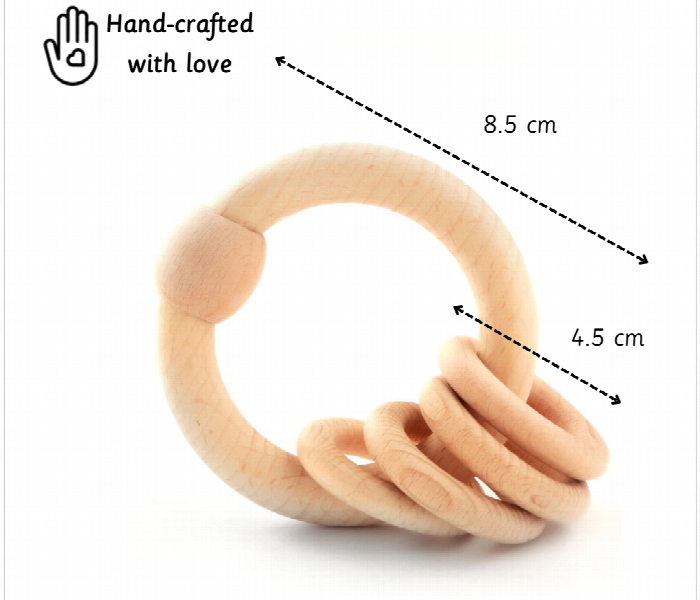 Circular Natural Wooden Rattle Toy for Babies - Zoom Image 2