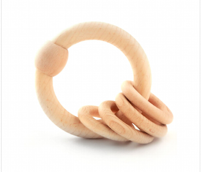 Circular Natural Wooden Rattle Toy for Babies - Zoom Image 1