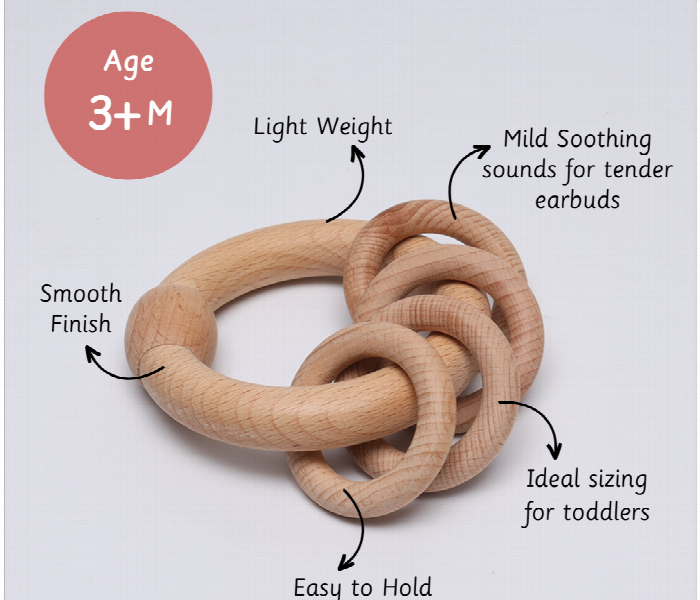 Circular Natural Wooden Rattle Toy for Babies - Zoom Image 3