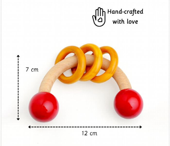 Curvy with Rings Natural Wooden Rattle Toy for Babies - Zoom Image 2