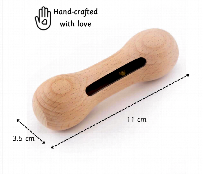 Dumbbell with bell Natural Wooden Rattle Toy for Babies - Zoom Image 2