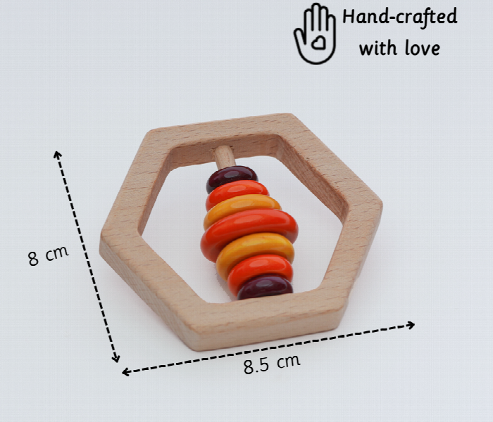 Hexagon Rattle Natural Wooden Rattle Toy for Babies - Zoom Image 2