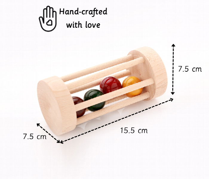 Rolling Rattle Natural Wooden Rattle Toy for Babies - Zoom Image 3