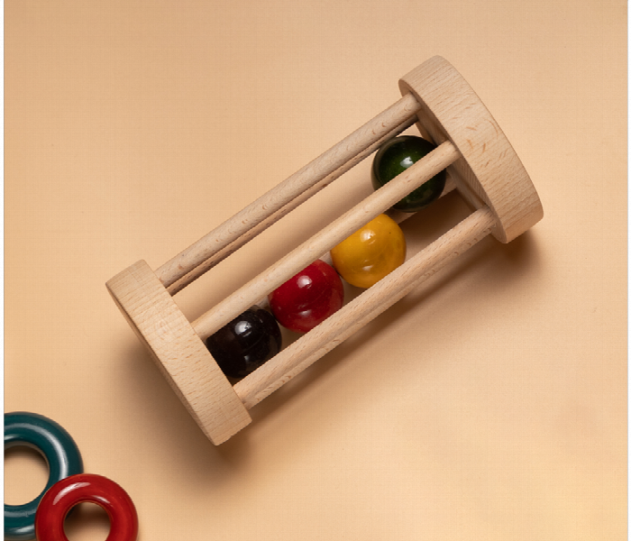 Rolling Rattle Natural Wooden Rattle Toy for Babies - Zoom Image 1