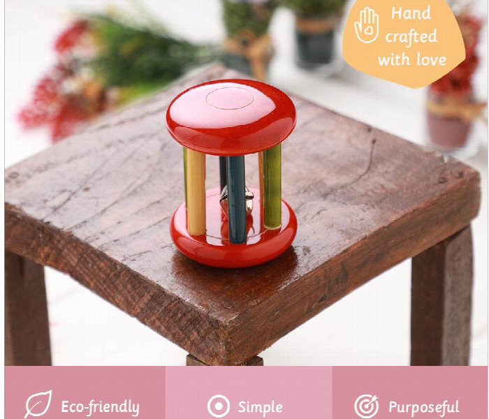 Small Tumbler Red Natural Wooden Rattle Toy for Babies - Zoom Image 3