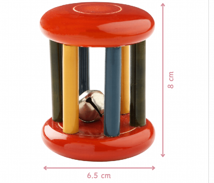 Small Tumbler Red Natural Wooden Rattle Toy for Babies - Zoom Image 2