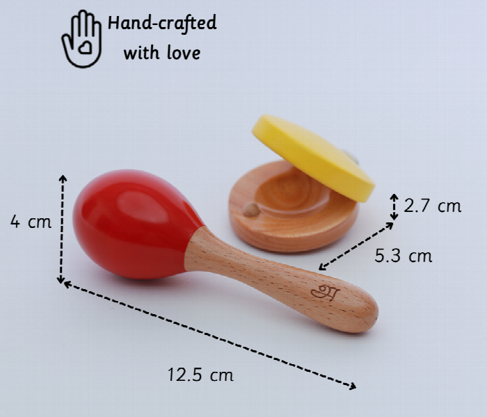 Maraca and Clapper Natural Wooden Rattle Toy for Babies - Zoom Image 3