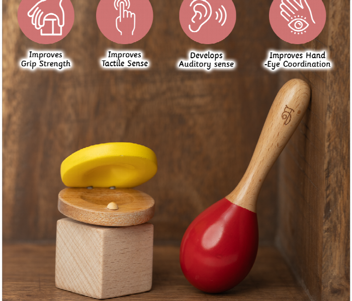 Maraca and Clapper Natural Wooden Rattle Toy for Babies - Zoom Image 4