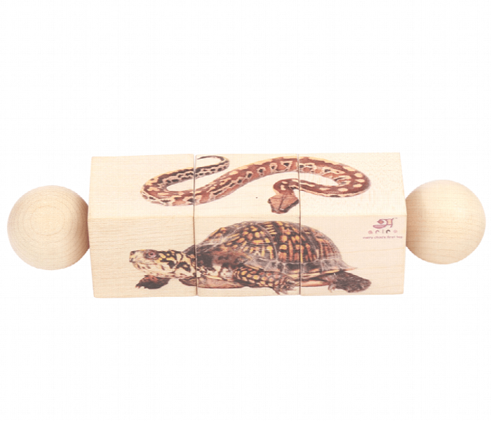 Rotating Reptiles Educational Natural Wooden Puzzles for Kids - Zoom Image 1