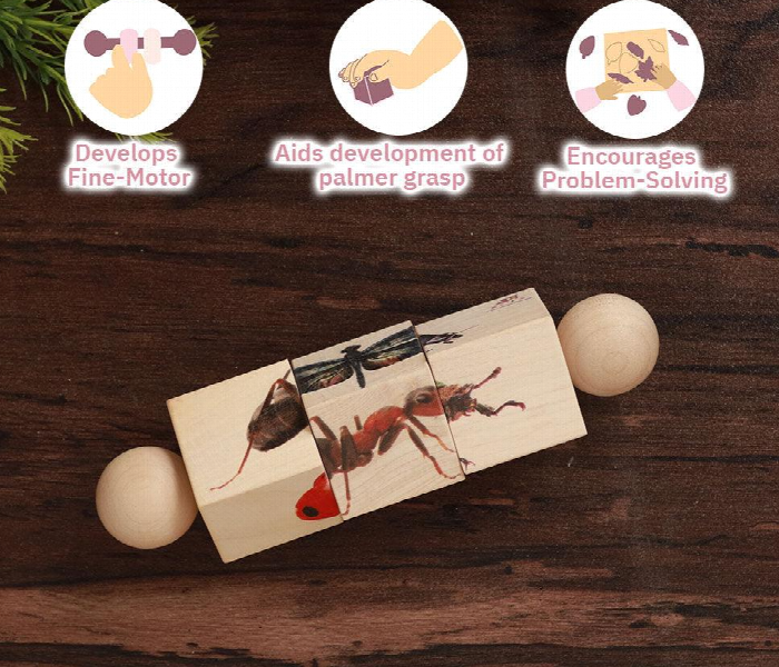 Rotating Insects Educational Natural Wooden Puzzles for Kids - Zoom Image 3